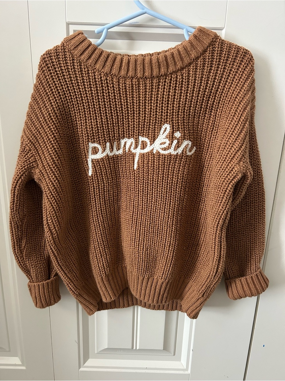 Cozy Pumpkin Knit Sweater - Brown Kids Crewneck